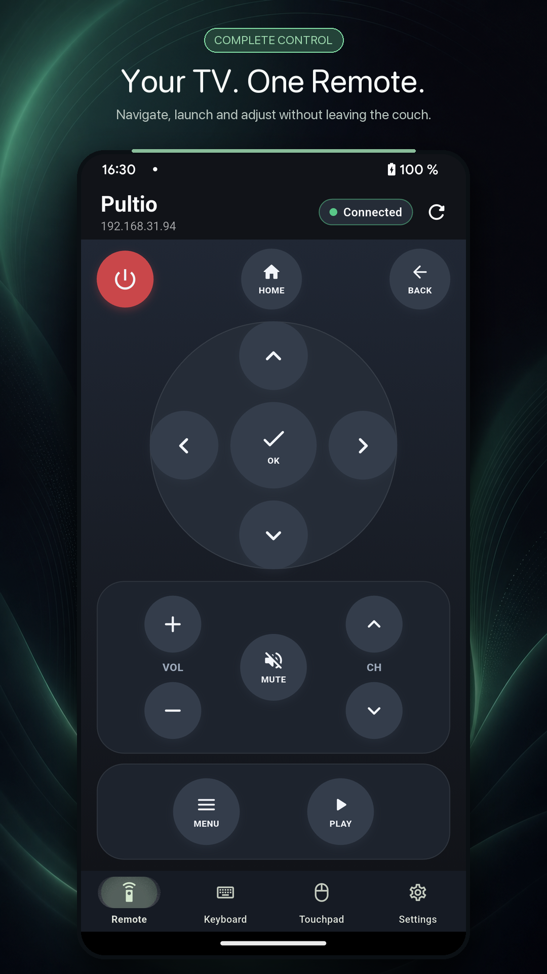 Pultio remote control interface