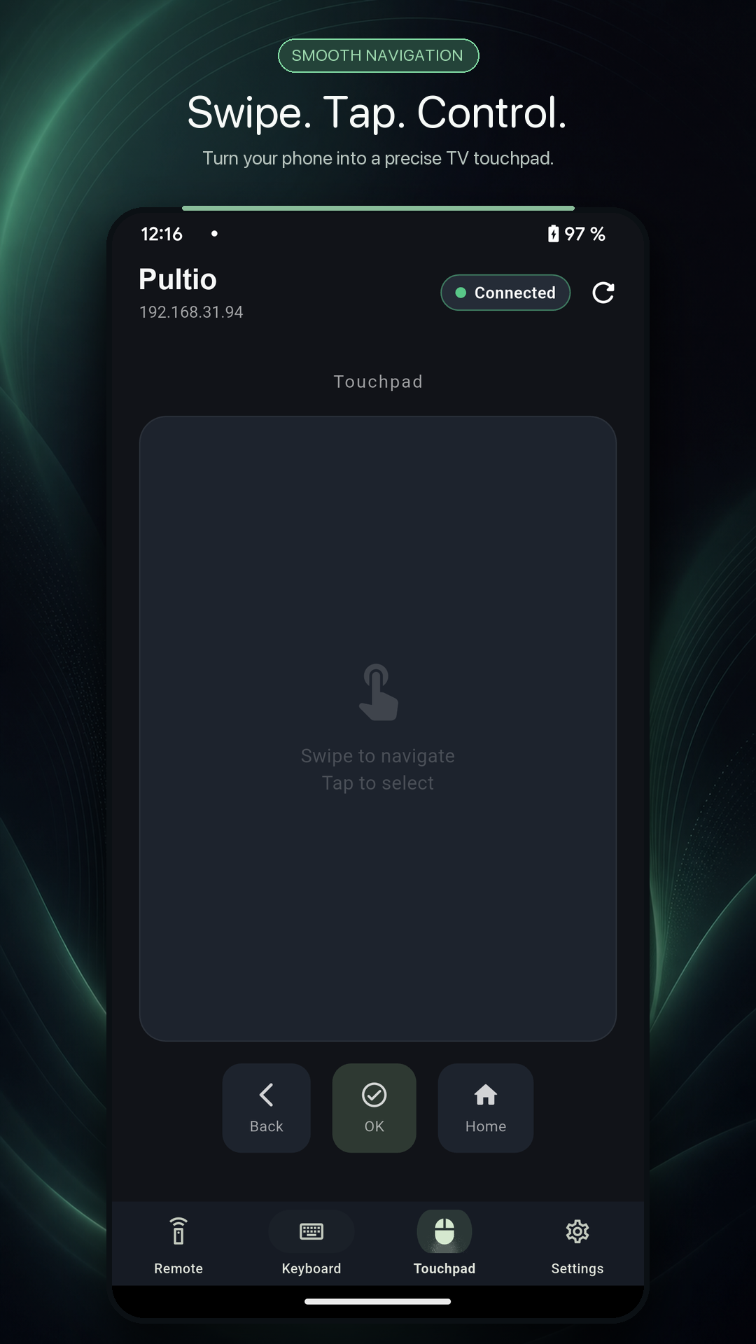 Pultio touchpad interface
